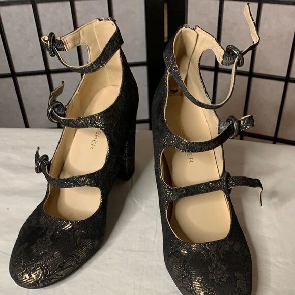 Marc Fisher black gold high heel women’s shoes - Picture 4 of 7